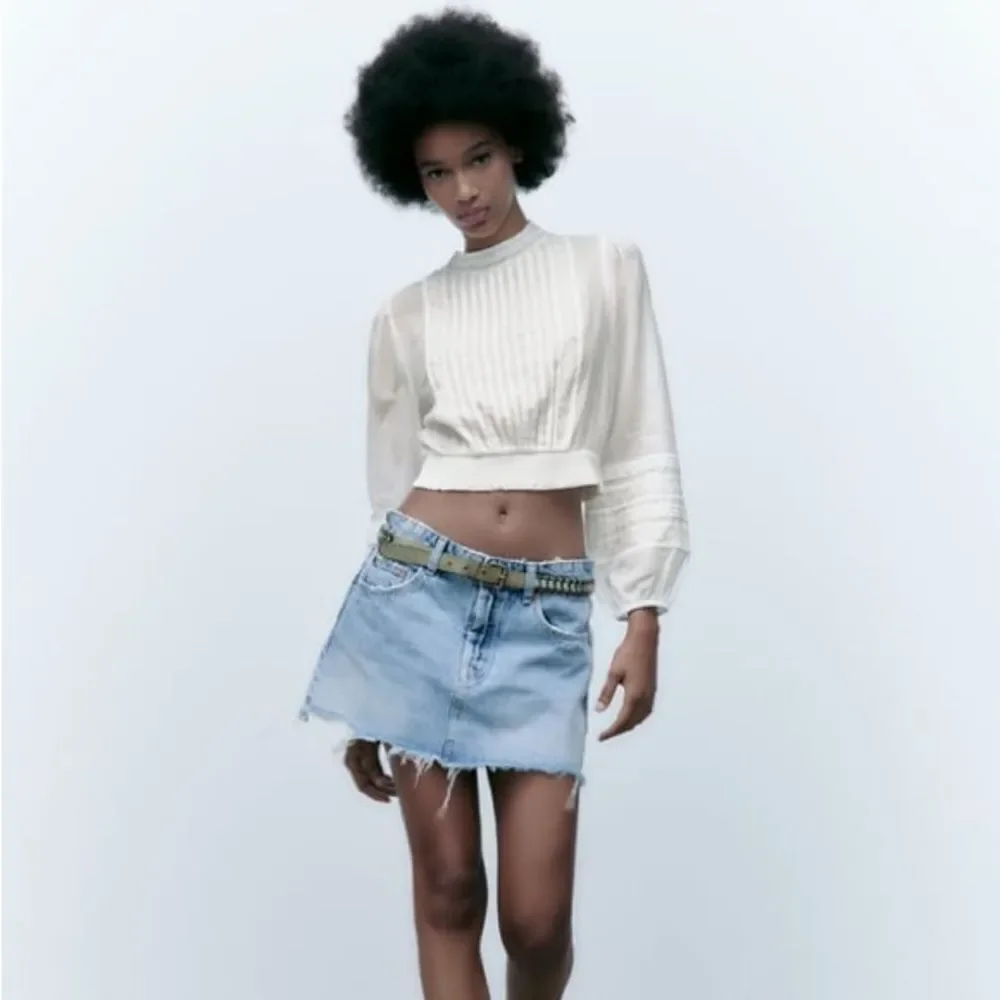 Zara cotton viscose blend long sleeve top